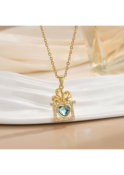 Yeni Basit Kakma Zirkonya Yay Kolye Kadın Basit Yüksek Sınıf Mücevher Duygusu Titanyum Çelik Renk Kaybetmez (Yurt Dışından)