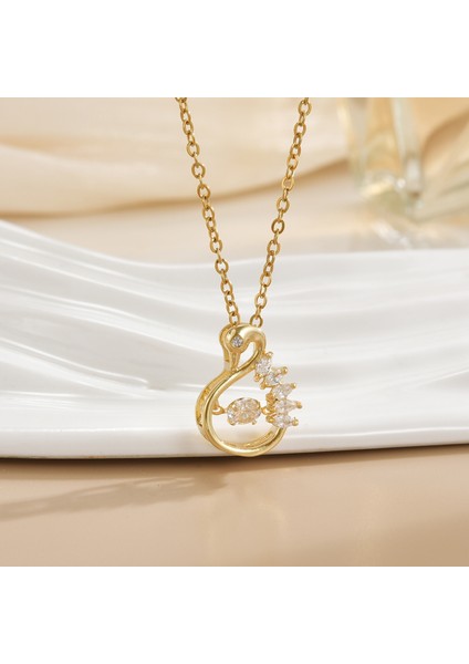 Yeni Çelik Köprücük Kemiği Zinciri Dönen Kolye Kolye Kadın Basit Yüz Aksesuarlı Hafif Lüks (Yurt Dışından)