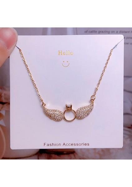 Yeni Bakır Kaplama Mikro-Set Zirkon Metin Tasarımı Moda Basit ve Çok Yönlü Kolye Ucu Kolye (Yurt Dışından)