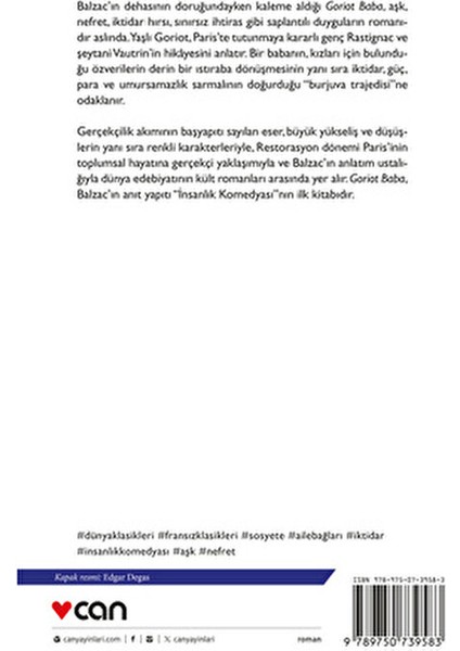 Goriot Baba Honore De Balzac Türkçe Edisyon Normal Boy Ciltli Roman modelleri