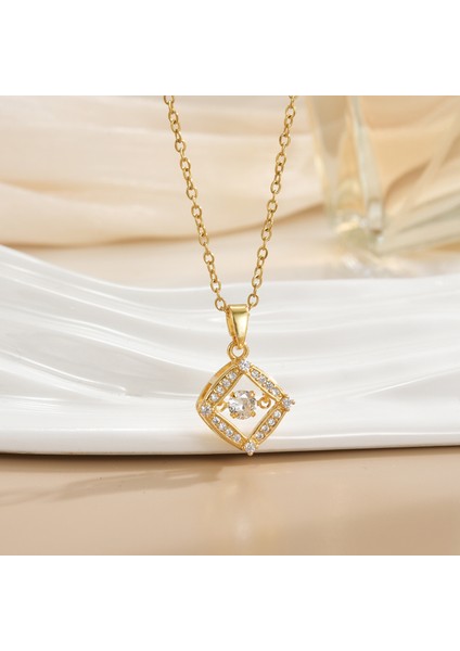 Yeni Çelik Köprücük Kemiği Zinciri Dönen Kolye Kolye Kadın Basit Yüz Aksesuarlı Hafif Lüks (Yurt Dışından)