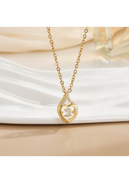 Yeni Çelik Köprücük Kemiği Zinciri Dönen Kolye Kolye Kadın Basit Yüz Aksesuarlı Hafif Lüks (Yurt Dışından)