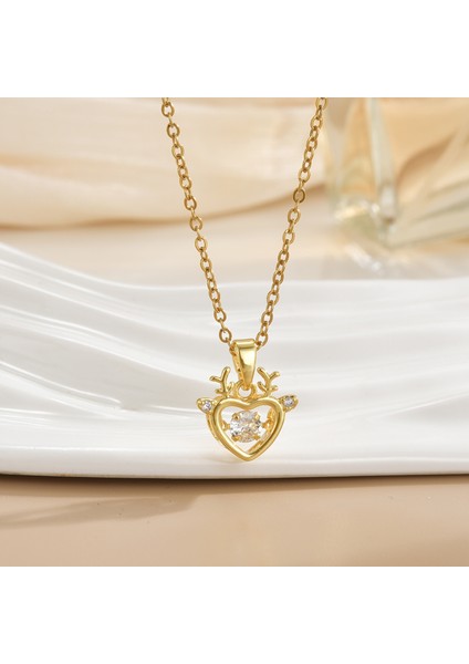 Yeni Çelik Köprücük Kemiği Zinciri Dönen Kolye Kolye Kadın Basit Yüz Aksesuarlı Hafif Lüks (Yurt Dışından)