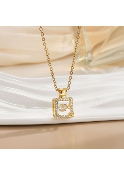 Yeni Çelik Köprücük Kemiği Zinciri Dönen Kolye Kolye Kadın Basit Yüz Aksesuarlı Hafif Lüks (Yurt Dışından)