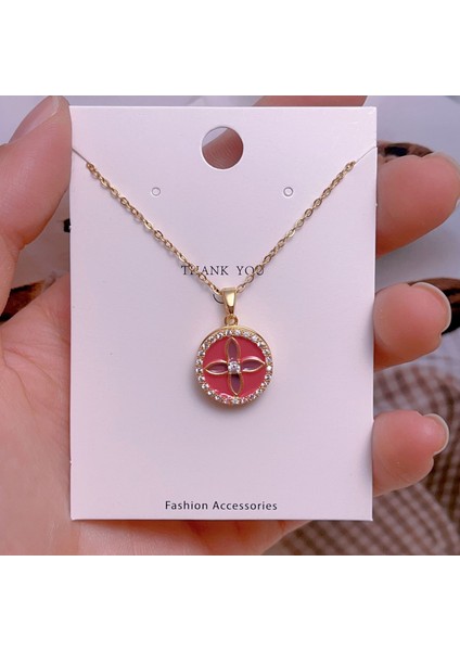 Yeni Çelik Köprücük Kemiği Zinciri Dönen Kolye Kolye Kadın Basit Yüz Aksesuarlı Hafif Lüks (Yurt Dışından)