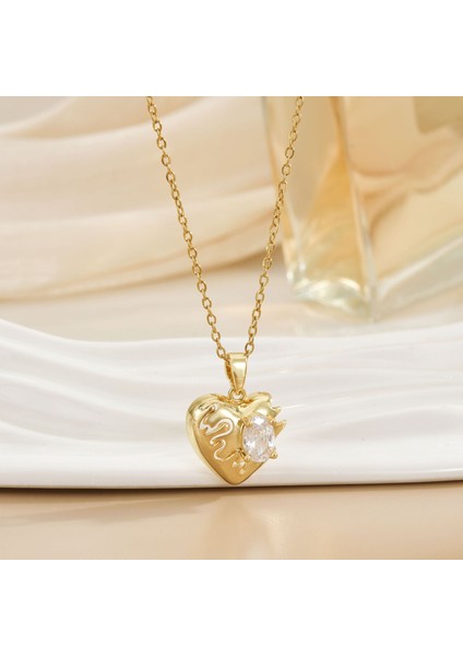 Yeni Çelik Köprücük Kemiği Zinciri Dönen Kolye Kolye Kadın Basit Yüz Aksesuarlı Hafif Lüks (Yurt Dışından)