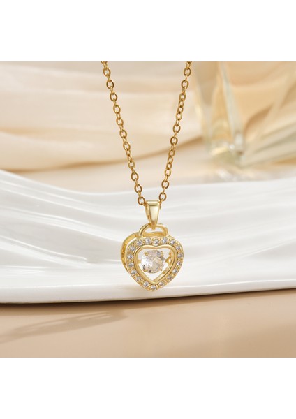 Yeni Çelik Köprücük Kemiği Zinciri Dönen Kolye Kolye Kadın Basit Yüz Aksesuarlı Hafif Lüks (Yurt Dışından)