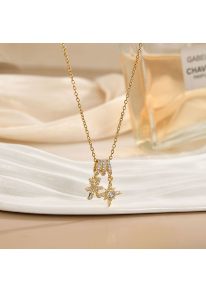 Yeni Basit Kakma Zirkonya Yay Kolye Kadın Basit Yüksek Sınıf Mücevher Duygusu Titanyum Çelik Renk Kaybetmez (Yurt Dışından)