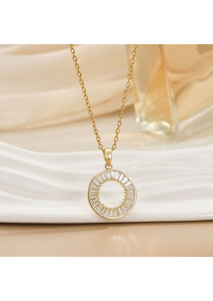 Yeni Çelik Köprücük Kemiği Zinciri Dönen Kolye Kolye Kadın Basit Yüz Aksesuarlı Hafif Lüks (Yurt Dışından)