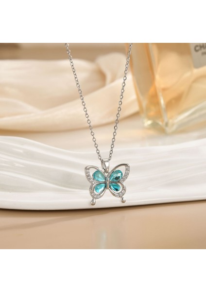 Yeni Basit Kakma Zirkonya Yay Kolye Kadın Basit Yüksek Sınıf Mücevher Duygusu Titanyum Çelik Renk Kaybetmez (Yurt Dışından)