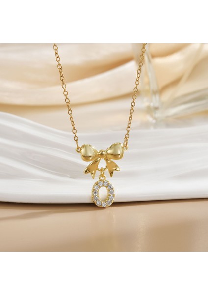 Yeni Basit Kakma Zirkonya Yay Kolye Kadın Basit Yüksek Sınıf Mücevher Duygusu Titanyum Çelik Renk Kaybetmez (Yurt Dışından)