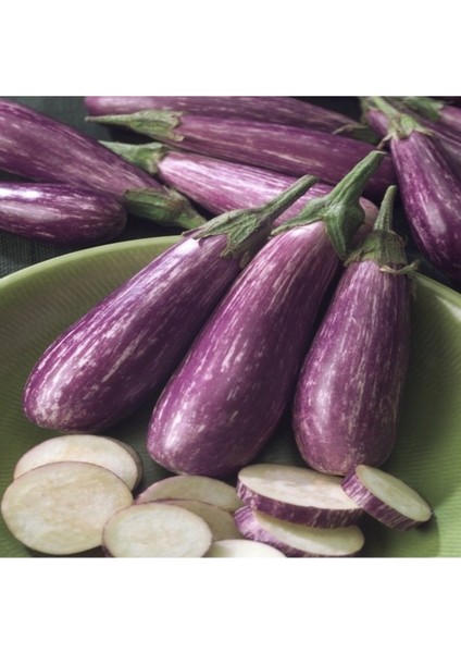 20 Adet Tohum Nadir Organik Çizgili Kemer Patlıcan Tohumu Saksı Toprak Hediyeli