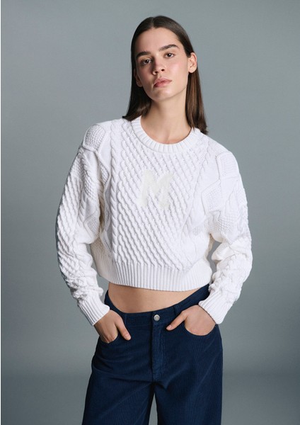 M Logo Crop Ekru Kazak 1710796-80194