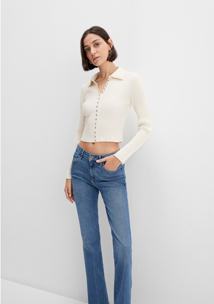 Düğmeli Ekru Triko Polo 1710787-80194 modelleri