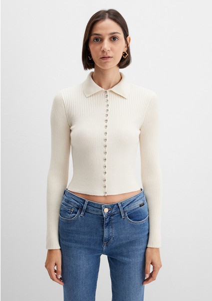 Düğmeli Ekru Triko Polo 1710787-80194 fırsatları