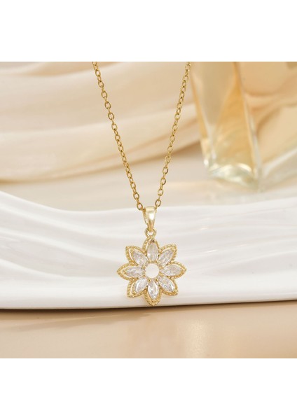 Yeni Çelik Köprücük Kemiği Zinciri Dönen Kolye Kolye Kadın Basit Yüz Aksesuarlı Hafif Lüks (Yurt Dışından)