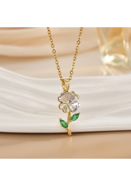 Yeni Basit Kakma Zirkonya Yay Kolye Kadın Basit Yüksek Sınıf Mücevher Duygusu Titanyum Çelik Renk Kaybetmez (Yurt Dışından)