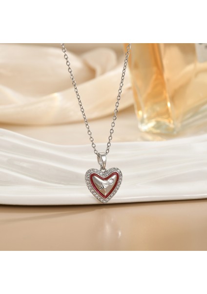 Yeni Basit Kakma Zirkonya Yay Kolye Kadın Basit Yüksek Sınıf Mücevher Duygusu Titanyum Çelik Renk Kaybetmez (Yurt Dışından)