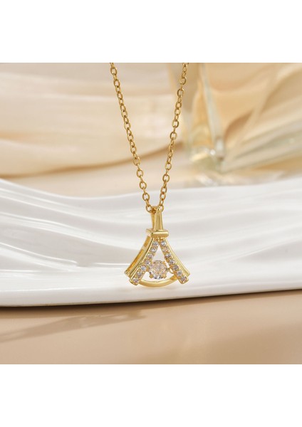 Yeni Çelik Köprücük Kemiği Zinciri Dönen Kolye Kolye Kadın Basit Yüz Aksesuarlı Hafif Lüks (Yurt Dışından)