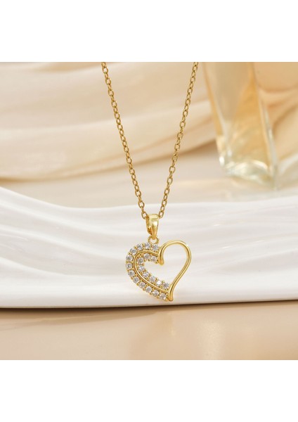 Yeni Çelik Köprücük Kemiği Zinciri Dönen Kolye Kolye Kadın Basit Yüz Aksesuarlı Hafif Lüks (Yurt Dışından)