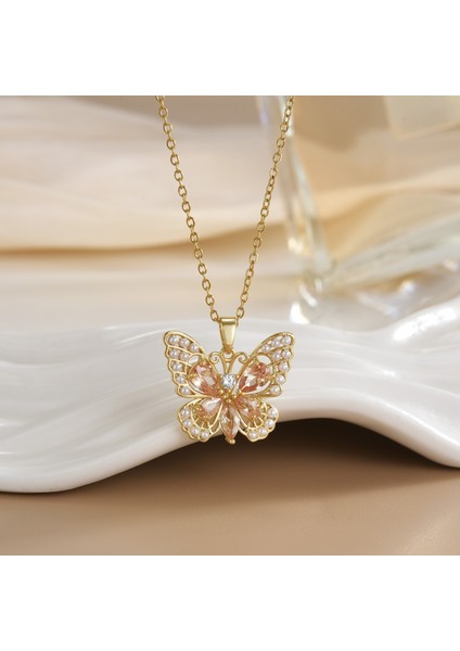 Yeni Çelik Köprücük Kemiği Zinciri Dönen Kolye Kolye Kadın Basit Yüz Aksesuarlı Hafif Lüks (Yurt Dışından)