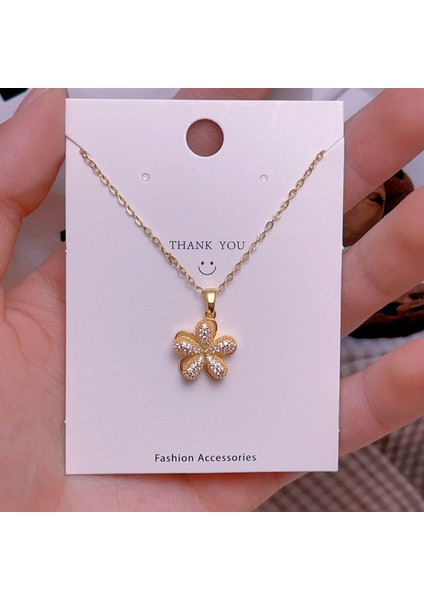 Yeni Çelik Köprücük Kemiği Zinciri Dönen Kolye Kolye Kadın Basit Yüz Aksesuarlı Hafif Lüks (Yurt Dışından)