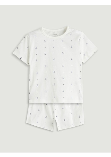 Yeni Sezon Baskılı Erkek Bebek Tişört ve Şort 2'li