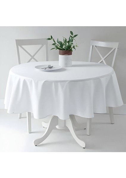 Yuvarlak Keten Dökümlü Masa Örtüsü – Doğal ve Zarif Tasarım modelleri