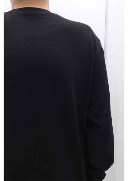 Fistan Store Erkek Düz Spor Kesim Rahat Kalıp Bisiklet Yaka Battal Kışlık Selanik Kumaşlı Kazak modelleri