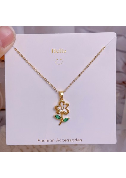 Yeni Bakır Kaplama Mikro-Set Zirkon Metin Tasarımı Moda Basit ve Çok Yönlü Kolye Ucu Kolye (Yurt Dışından)