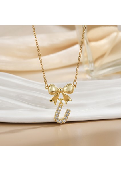 Yeni Bakır Kaplama Mikro-Set Zirkon Metin Tasarımı Moda Basit ve Çok Yönlü Kolye Ucu Kolye (Yurt Dışından)