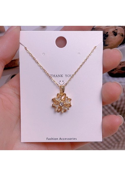 Yeni Çelik Köprücük Kemiği Zinciri Dönen Kolye Kolye Kadın Basit Yüz Aksesuarlı Hafif Lüks (Yurt Dışından)