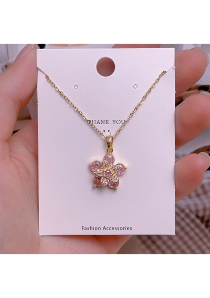 Yeni Çelik Köprücük Kemiği Zinciri Dönen Kolye Kolye Kadın Basit Yüz Aksesuarlı Hafif Lüks (Yurt Dışından)