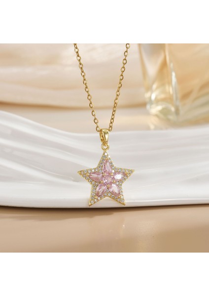 Yeni Bakır Kaplama Mikro-Set Zirkon Metin Tasarımı Moda Basit ve Çok Yönlü Kolye Ucu Kolye (Yurt Dışından)