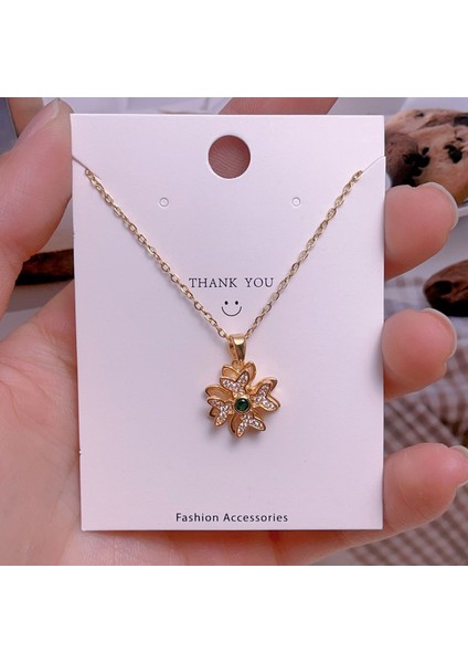 Yeni Çelik Köprücük Kemiği Zinciri Dönen Kolye Kolye Kadın Basit Yüz Aksesuarlı Hafif Lüks (Yurt Dışından)