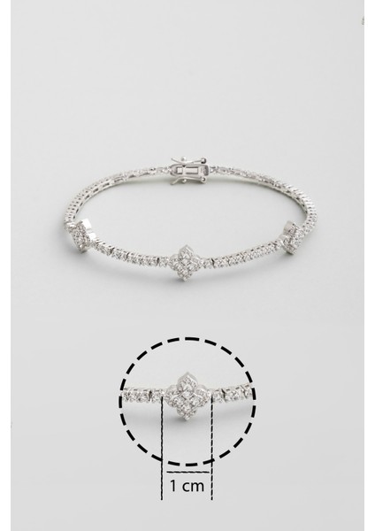 Şans Yoncası 18 Ayar Beyaz Altın Kaplama Gümüş Su Yolu Bileklik modelleri