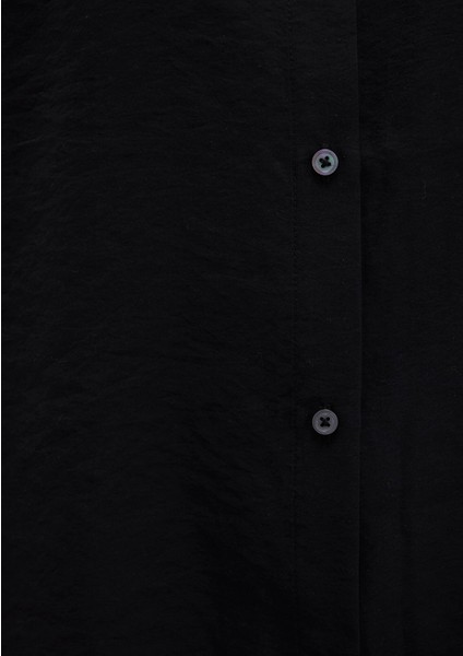Tencel Tm Liyosel Karışımlı Siyah Gömlek 1211374-900