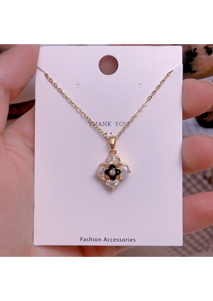 Yeni Çelik Köprücük Kemiği Zinciri Dönen Kolye Kolye Kadın Basit Yüz Aksesuarlı Hafif Lüks (Yurt Dışından)