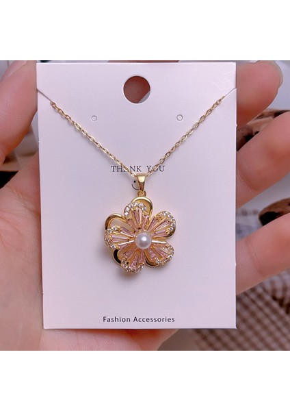 Yeni Çelik Köprücük Kemiği Zinciri Dönen Kolye Kolye Kadın Basit Yüz Aksesuarlı Hafif Lüks (Yurt Dışından)