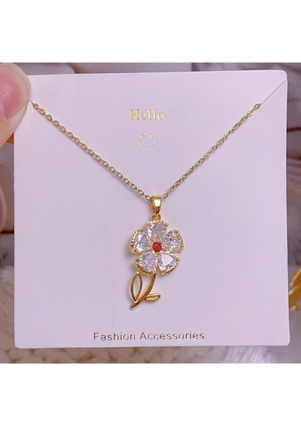 Yeni Bakır Kaplama Mikro-Set Zirkon Metin Tasarımı Moda Basit ve Çok Yönlü Kolye Ucu Kolye (Yurt Dışından)