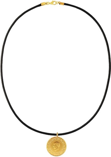 22 Ayar Tam Altın Siyah Ipli Kolye modelleri