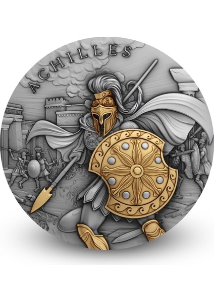 AgaKulche Achilles Altın Kaplama Gümüş Sikke Coin