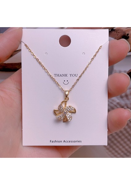 Yeni Çelik Köprücük Kemiği Zinciri Dönen Kolye Kolye Kadın Basit Yüz Aksesuarlı Hafif Lüks (Yurt Dışından)