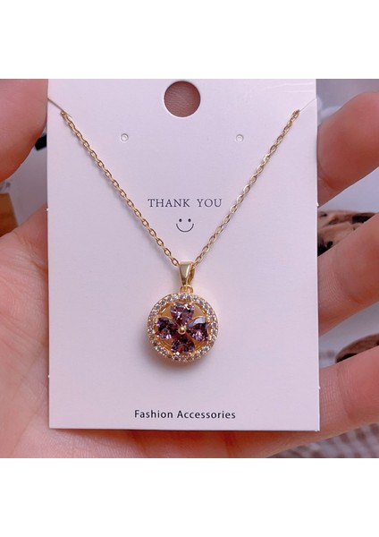 Yeni Çelik Köprücük Kemiği Zinciri Dönen Kolye Kolye Kadın Basit Yüz Aksesuarlı Hafif Lüks (Yurt Dışından)