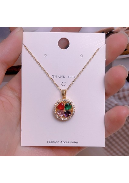 Yeni Çelik Köprücük Kemiği Zinciri Dönen Kolye Kolye Kadın Basit Yüz Aksesuarlı Hafif Lüks (Yurt Dışından)