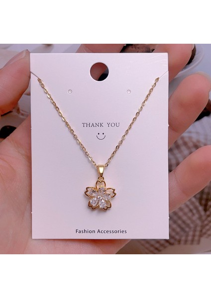 Yeni Çelik Köprücük Kemiği Zinciri Dönen Kolye Kolye Kadın Basit Yüz Aksesuarlı Hafif Lüks (Yurt Dışından)