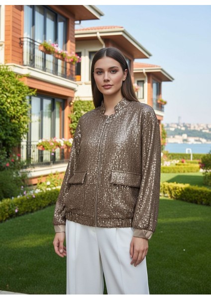Pullu Liora Bomber Ceket Vizon