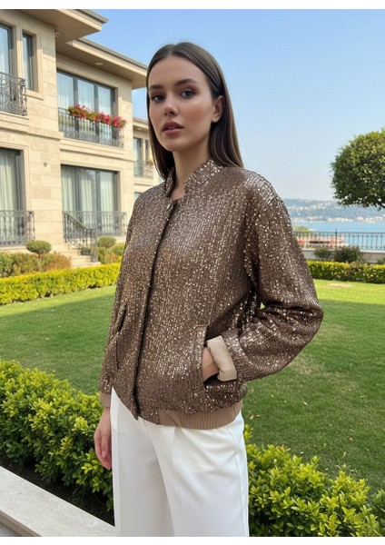 Pullu Liora Bomber Ceket Vizon modelleri