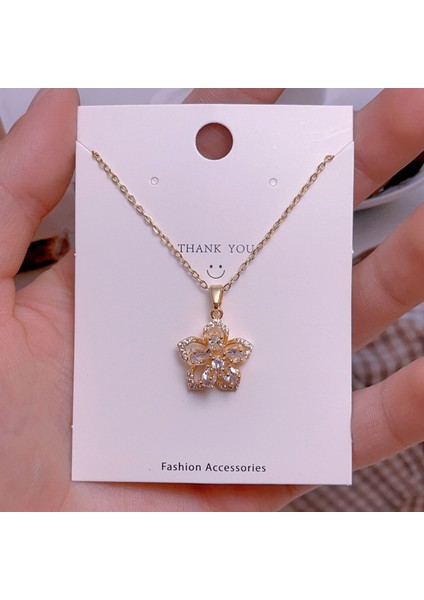 Yeni Çelik Köprücük Kemiği Zinciri Dönen Kolye Kolye Kadın Basit Yüz Aksesuarlı Hafif Lüks (Yurt Dışından)