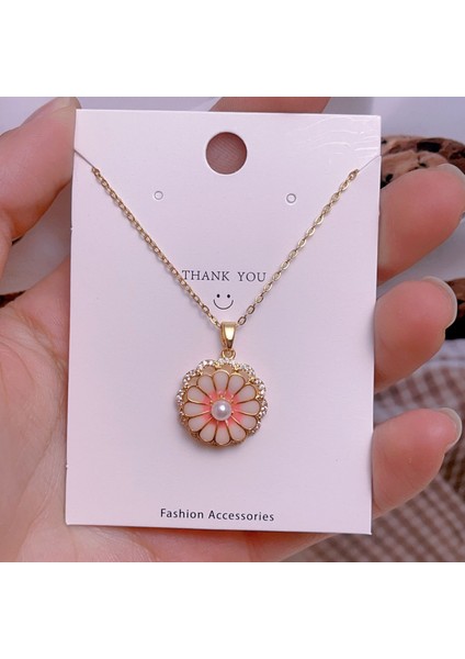 Yeni Çelik Köprücük Kemiği Zinciri Dönen Kolye Kolye Kadın Basit Yüz Aksesuarlı Hafif Lüks (Yurt Dışından)